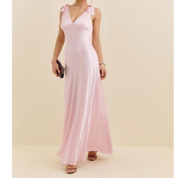 Reformation Pernille Silk Dress Cherry Blossom - Picture 9 of 9